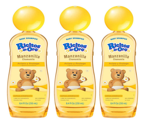 3 Shampoo Ricitos De Oro Manzanilla 250ml