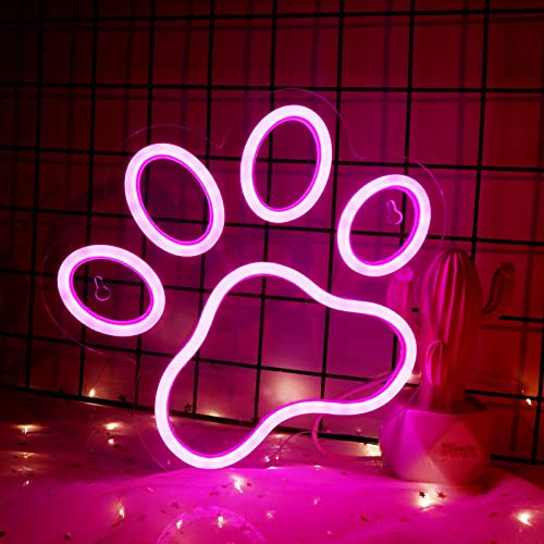 Luminoso De Huella De Perro, Letrero De Neón Rosa Led ...