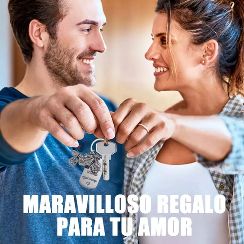 Llavero De Moda Acero Inoxidable Con Moto Maneja Con Cuidado