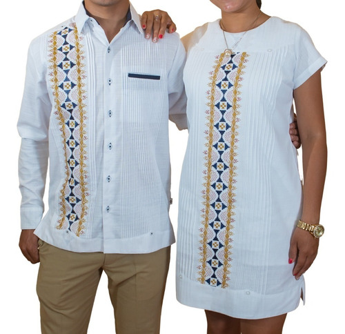 Duo Guayabera Y Vestido Modelo Makech, Incluye Las 2 Piezas