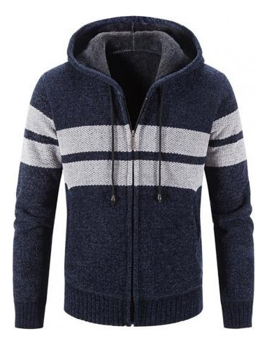 Suéter Con Capucha A Rayas Para Hombre, Suéter Con Bolsillos