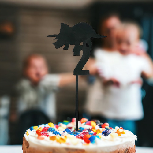 Letrero Pastel Cake Topper Fiesta Numeros Dinosaurios