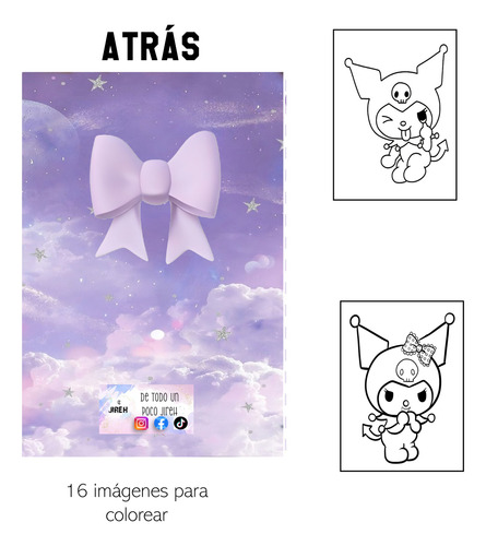 Cuaderno De Colorear Personalizado | Kuromi | 10 Pzas