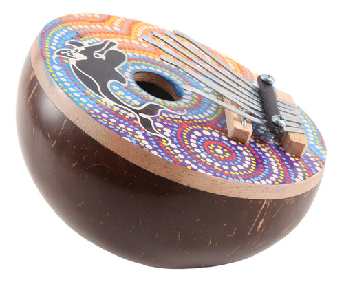 Kalimba Portátil De Cáscara De Coco Ajustable Con 7 Teclas