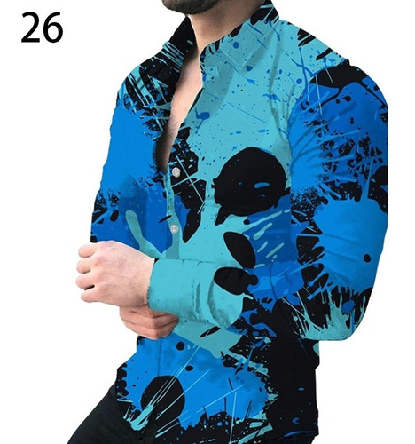 Camisa De Manga Larga Estampada Para Hombre