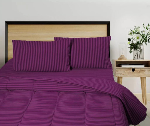 Acolchado Distrito Blanco Linea Clasica Dobby 2 1/2 Pza Color Violeta