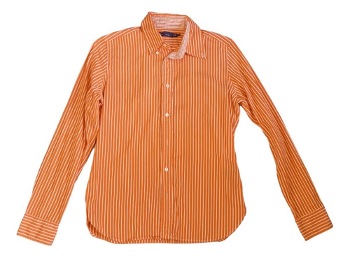 Camisa De Dama Ralph Lauren Naranja Con Rayas Blancas L/m