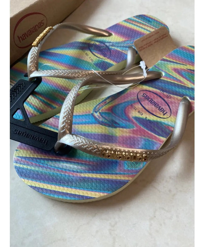 Sandalias Havaianas Dama Beige Colores Tornasol