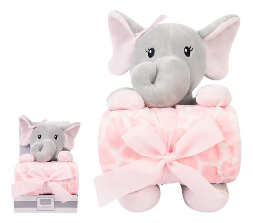 Manta Con Peluche Hudson Baby - Elefante Rosa  (00049ch)