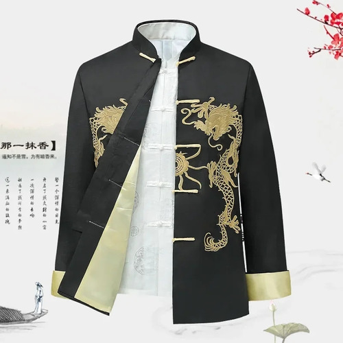 Camisa De Kung-fu Bordada Con Dragón, Blusa Hanfu, Traje Tan