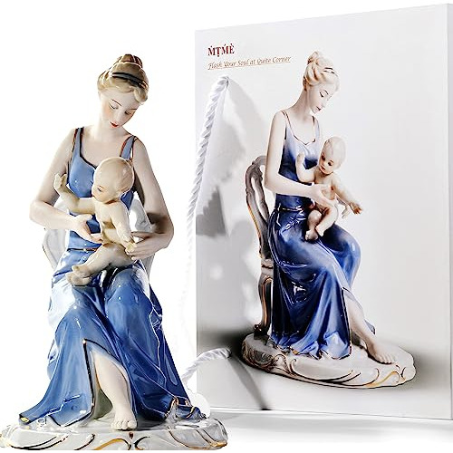 Figuras De Porcelana Mamá Y Bebé, Estatua, Escultura, Decora