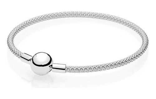 Pulsera Broche Bola Brillante En Plata 925 Silver Heart