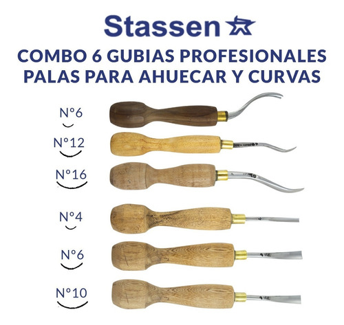 6 Gubia Stassen Linea Pala Serie 2200 2210 Ahuecar Cuencos