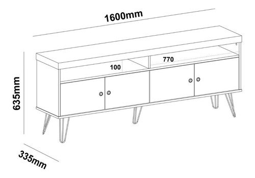Mueble Mesa Para Tv Grande Hasta 75' Estilo Vintage Premium Color Carvalho blanco