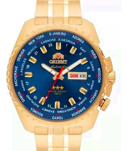 Relógio Orient Masculino Automatico 469gp057 D1kx Dourado Cor do fundo Azul