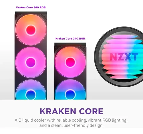 Water Cooler Nzxt Kraken Core 360 Rgb Com 3 Fans Preto Rl-kr