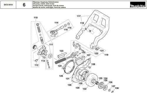 Vista Explodida Motosserra Gasolina Dcs 9010 - Makita