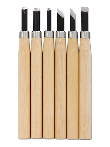 Set X 6 Gubias Tallado En Madera Fibrofacil Hobby