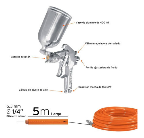 Compresor Truper Comp-kit50 50l 2.5hp Naranja 116psi