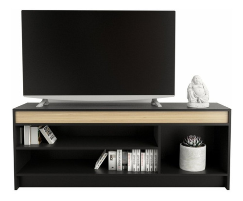 Mesa Rack Mueble Para Tv Smart Estantes Moderno Living Color Negro Olmo