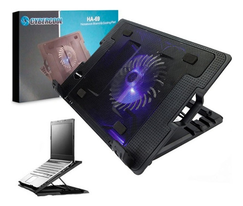 Cooler Cybercool Ha-69 Para Laptop Hasta 15.6 PuLG Color Negro