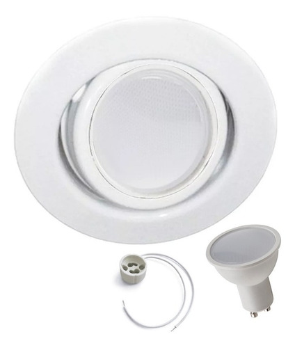 Imagen 1 de 10 de Spot Embutir Blanco Circular Con Dicroica Led 7w Pack X20