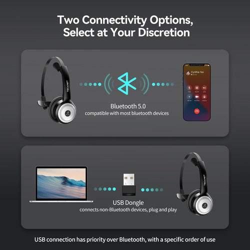 Auriculares Inalámbricos Tecknet Bluetooth 5.0 Con Micrófono