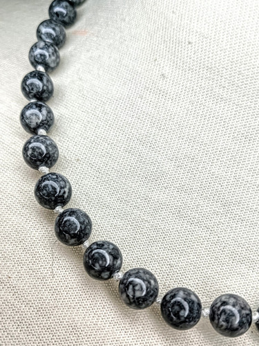 Collar Corto Mc'maru Gargantilla Energía Piedras Naturales Yoga Piedras Obsidiana Nevada Energía