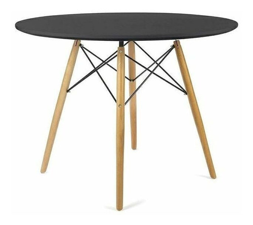 Mesa De Comedor Eames Redonda Negra 80 Cm Diámetro Nueva