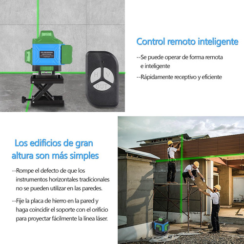 AVENTO Nível A Laser verde 16 Linhas 4d 360° Autonivelante Horizontal com 2 baterias com display LED de energia + mini tripé suporte