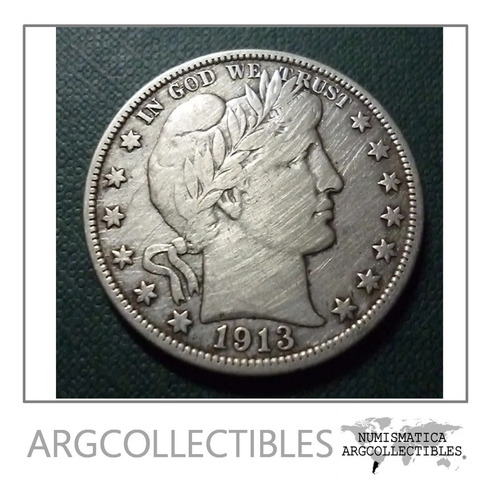 Usa Moneda 1/2 Dolar 1913 Plata Barber Km-116 Vf-