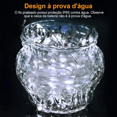 Kit 30 Fio Fada Cordão Luz Decoração BYSL Luzes de fada LED Pisca 2m 20 Leds Iluminação Pilhas Para Garrafas Árvore De Natal Casamento miniatura 5