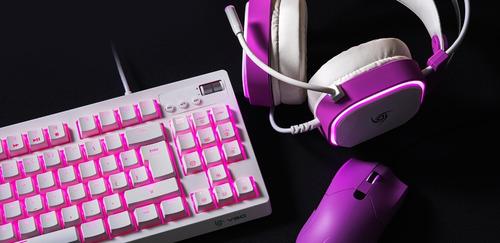 Auriculares Gamer Vsg Gemini Blanco Rosa Rgb Pc Microfono