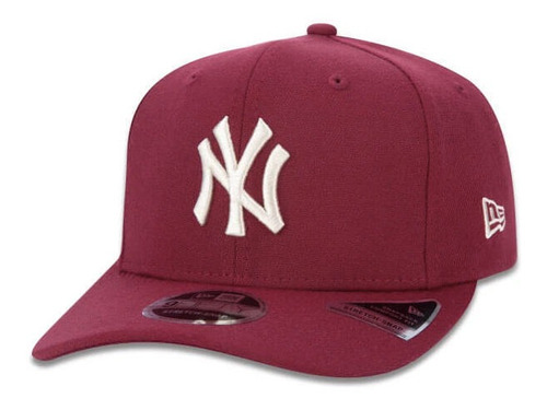 Boné New Era Aba Curva Ny Yankees Stretch Forma Grande Vinho