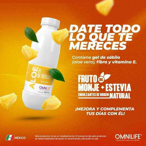 Aloe Beta Omnilife, Botella De 960 Ml Sabor Piña