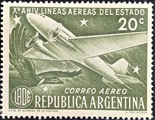 Argentina Aviones Sello Gj 996 10 Aniv Lade 1951 Mint L19083