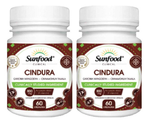 Kit 3 Un - Suplemento Cindura Sunfood Total 180 Cápsulas Sabor Sem
