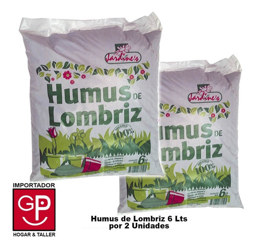Humus De Lombriz Jardines Orgánico Por 2 Unidades De 6 Lts