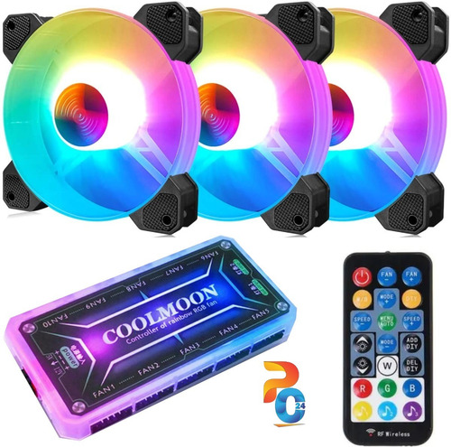 Pack 3 Fan De 120mm Rgb Pecham Para Pc Con Control Remoto