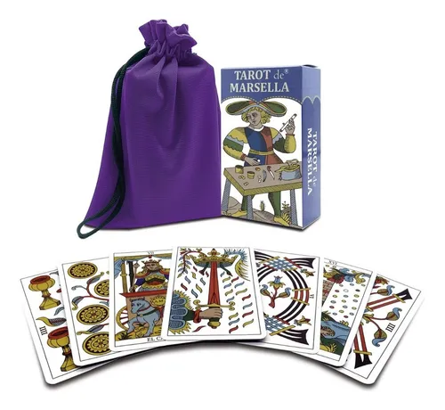 Tarot Marsella Español + Tapete + Morral Mod Cubo Morado