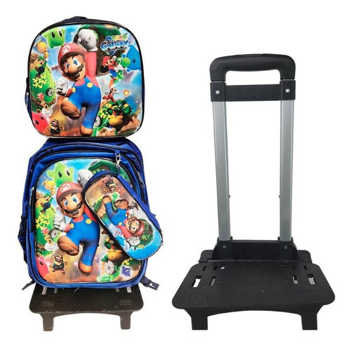 Pack Mochila Ruedas Lonchera Estuche Mario Galaxy / Jp Ideas