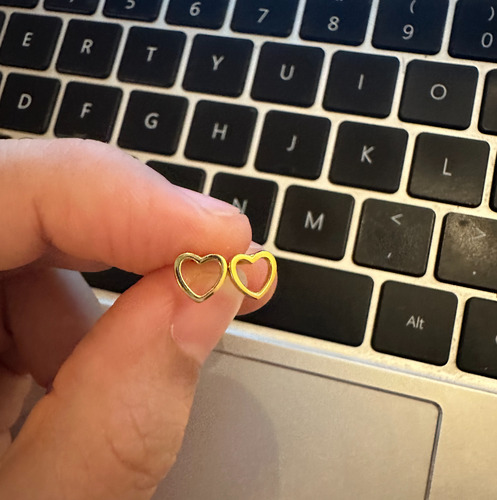 Aretes | Broqueles De Oro 10k De Corazón Mujer Joyas 24k