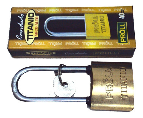 Imagen 3 de 4 de Candado Proll Titanio 40mm Aro Largo 3 Llaves Ramos Mejia