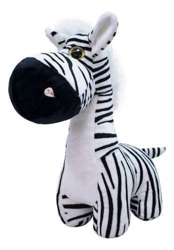 Zebra Focinho Comprido 34cm Pelúcia Cor Branco