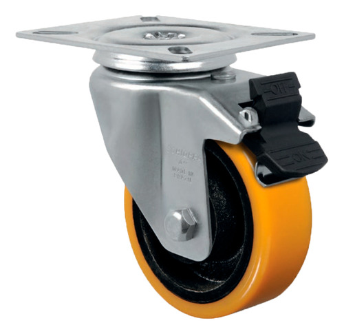 Roda Rodízio Giratório Freio 4 Pu Moldado Gl 414 Pn G 300kg