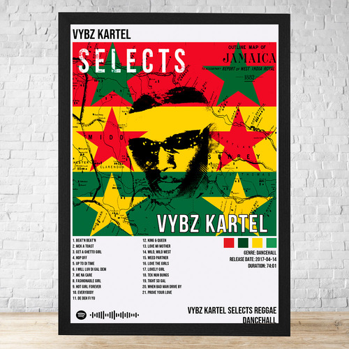 Cuadro Vybz Kartel 4 30x40 Con Vidrio Y Marco Madera C871 Negro Clasico