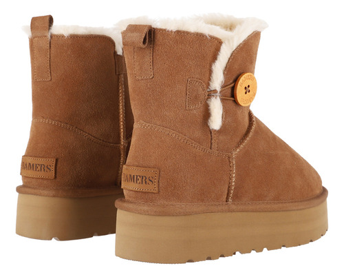 Bota Mujer Bamers Blast Button Cuero Caramelo