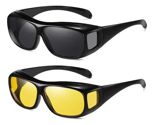 Lentes Visión Nocturna Hd Anteojos Anti Encandilamiento X2 Amarillo Y Negro Negro