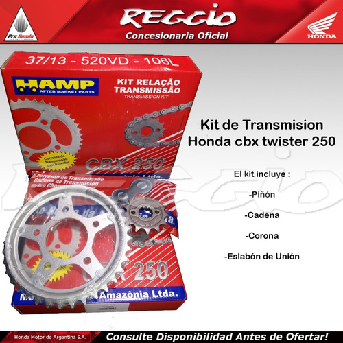 Kit De Transmision Honda Cbx 250 Twister Hamp Originalreggio