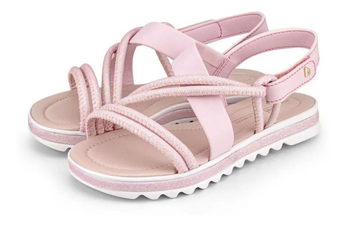 Imagem 2 de 4 de Sandalia Infantil Feminina Papete Bibi Plataforma Flat Rosa